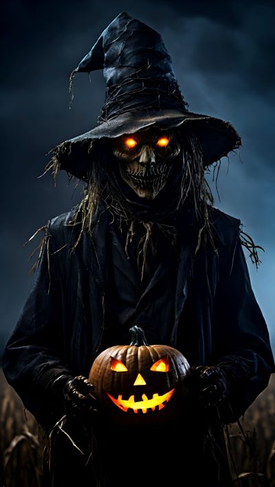 a scary scarecrow holding a jack o lantern Halloween Scary Halloween Scary, Samhain Halloween, Michael Jackson Dance, Scary Pumpkin Carving, black