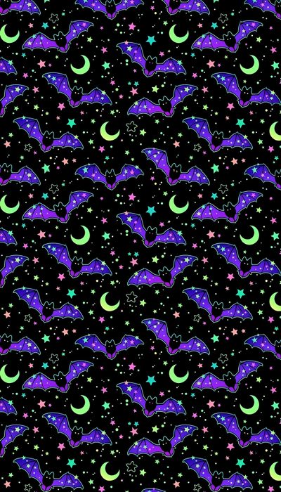 a black background with stars and bats Neon Halloween Pattern Pastel Bat Background, Purple Bats And Stars, Spooky Purple For Halloween, black
