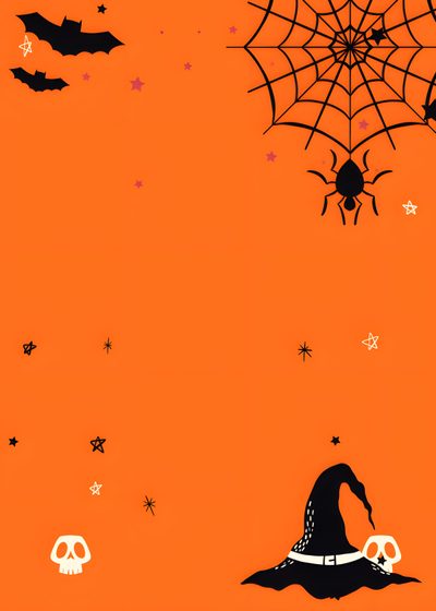 an orange halloween background with bats and spider web Halloween Orange Background Cute Halloween Flyer Background, Animated Pumpkins, Halloween Party Poster,