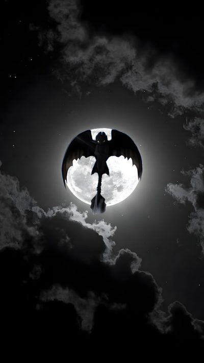 a black and white photo of a bat flying in the night sky with clouds below Toothless Halloween Image Minions, Toothless, Cute Toothless, Httyd Funny, Warface, Night Fury Dragon, black
