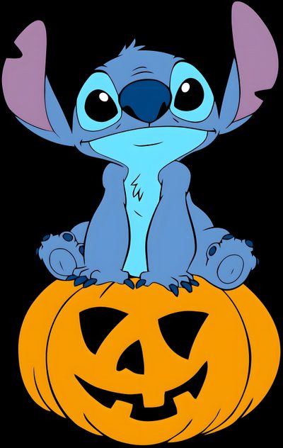 stitcher lili sitting on top of a jack - o'- lantern Stitch Halloween Costume Lilo I Stich, Lilo And Stitch Quotes, Lilo And Stitch Characters, dark olive green