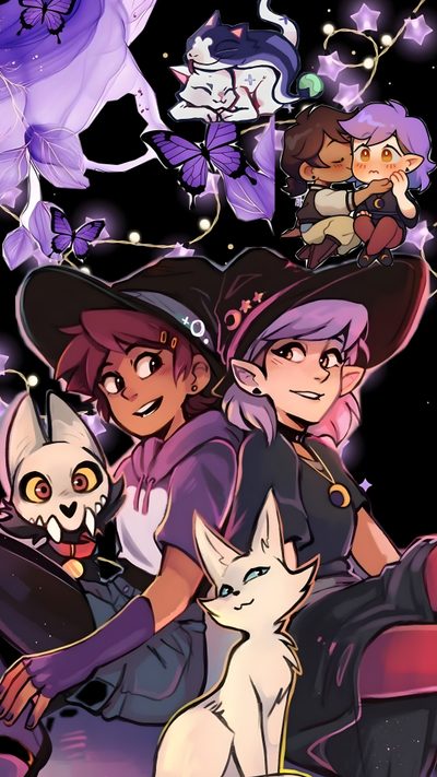 an image of some cartoon characters with cats The Owl House Halloween The Owl House Fan Art, Owl House Fan Art, The Owl House Ships Fanart, dark slate gray