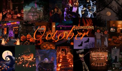 a collage of halloween images with pumpkins Halloween Collage Chromebook Ipad, Cute Home Screens, Halloween For Macbook, Halloween Aesthetic Laptop, black