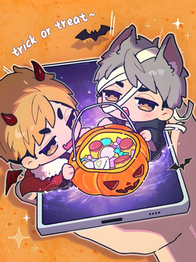 pmzing (@zing14268125) on X   trick or treat🎃🎃 Baby Miya Twins Haikyuu Halloween Baby Miya Twins, dark salmon