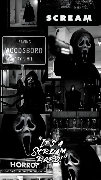 black and white collage with various images Scream Edgy Aesthetic Halloween Backgrounds Horror, Scary Aesthetic For Iphone, Iphone Scary, black