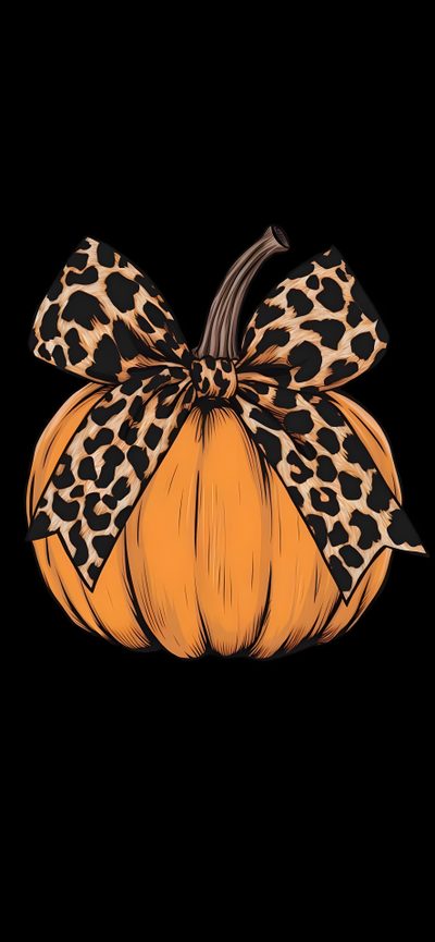 a leopard print pumpkin with a bow on it's head, sitting in front of a black background Halloween Leopard Print Leopard Pumpkin Iphone, Sunflower And Pumpkin, Fall Mama, black