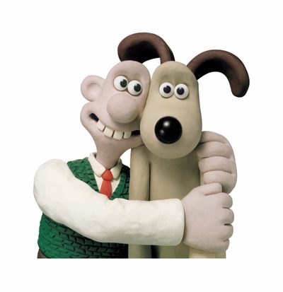 two cartoon characters hugging each other with one holding the other's arm in front of him Wallace And Gromit Halloween Hd Wallace And Gromit Characters, Aardman Animations, Wash N Go, white