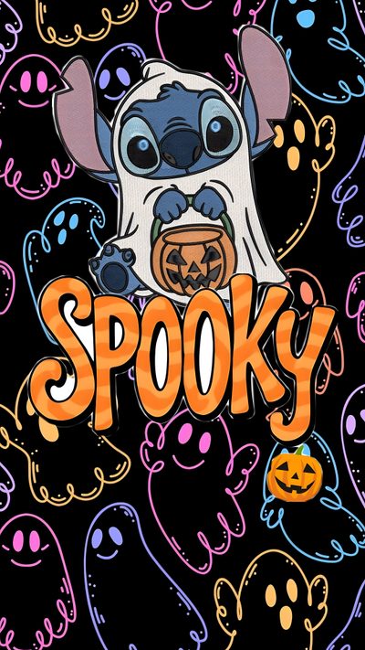 an image of spooky on a black background with pumpkins and ghost faces Stitch Halloween Ghostface Halloween, black