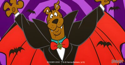a cartoon dog dressed in a tuxedo and bow tie with bats around his neck Scooby Doo Halloween Desktop Supernatural Trickster, Scooby Doo 1969, Scooby Doo Halloween, brown