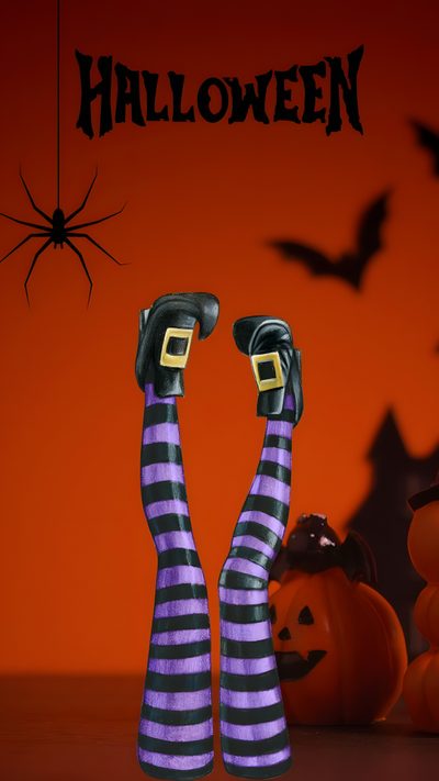 the legs and feet of a person in striped socks with their hands up against an orange background Happy Halloween Stockings Lock Screen, Halloween Art, Phone Backgrounds, Halloween, maroon