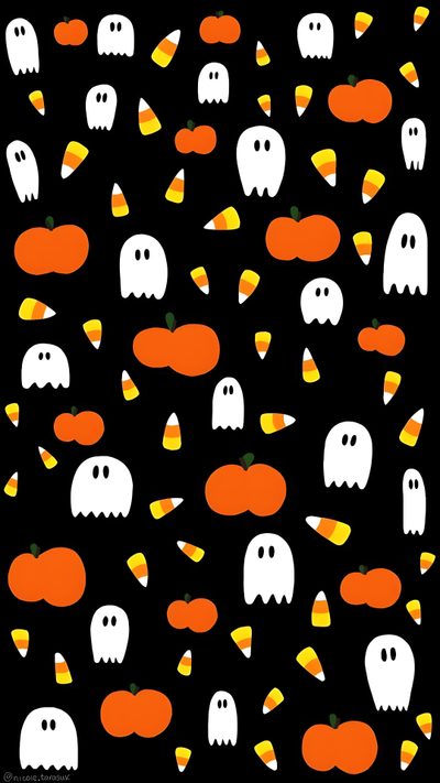 halloween pumpkins and ghost faces on a black background Candy Corn Halloween Fall Doodle Black Cute Candy Corn Aesthetic, Halloween Watch Background, Halloween Backgrounds Apple Watch,