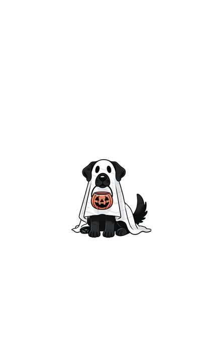 a black and white dog with a pumpkin on it's chest sitting in front of a white background Halloween Dog Ghost Pumpkin Tattoo, Ghost Drawing, Ghost Tattoo, Dog Line Art, Dog Line, Ghost Dog, white