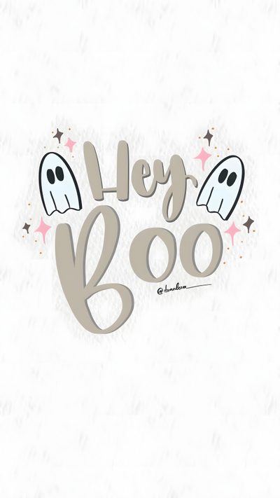 the words hey boo are written in black and white with two ghost faces on it Cute Halloween Hey Boo Hobbies To Try, Halloween, Diy Halloween Decorations, Lock Screen, white smoke