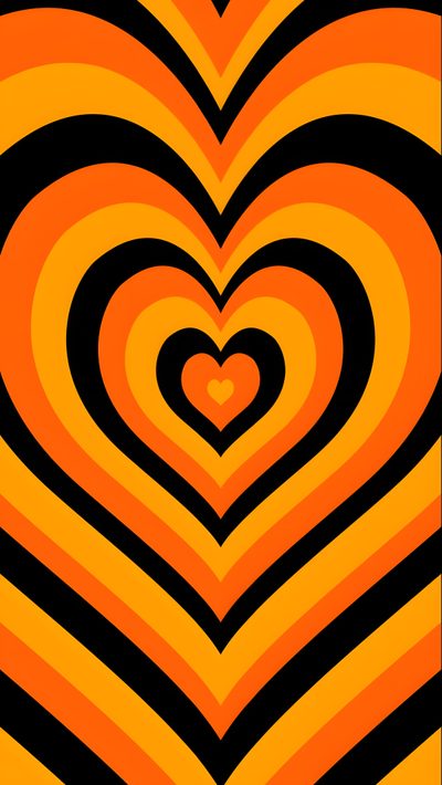 an orange and black heart shaped background Halloween Candy Corn Couples Halloween, Autumn Phone, October, Halloween Iphone Backgrounds, orange red