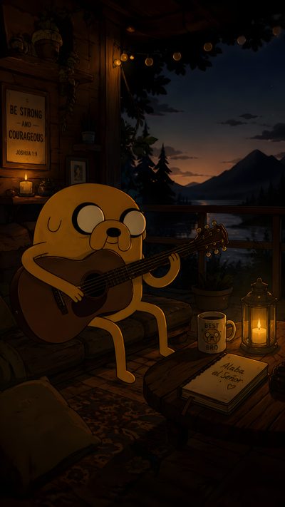a cartoon character is playing the guitar in front of a fire place with candles and books Halloween Adventure Time Cartoon Network, Adventure Time, Cute Art, Instagram, black