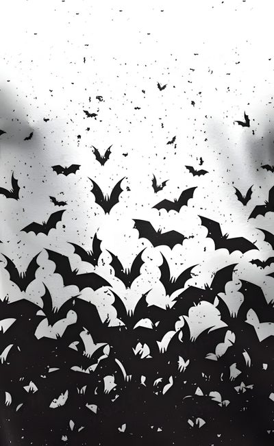 black and white photograph of bats flying in the sky Halloween Bats Halloween Bat, Black Bats On White Background, Halloween Decoration Ideas, light gray