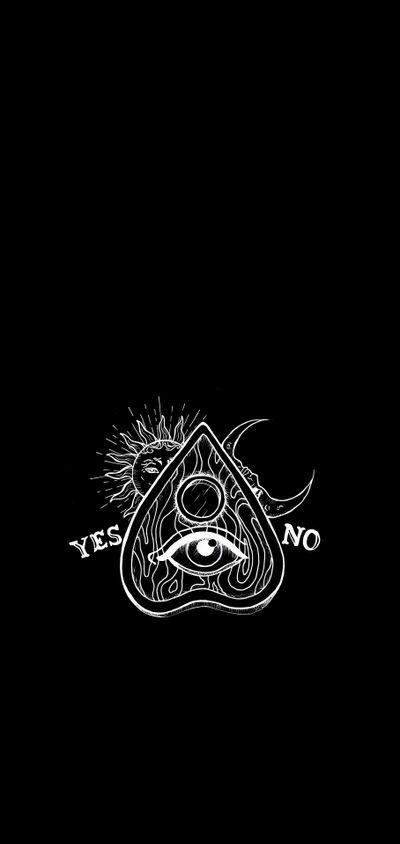 a black background with an all seeing eye and the words yes no written on it Halloween Planchette Spirit Board Background, Ouji Board, Ouija Board Pattern, Ouija Iphone, black