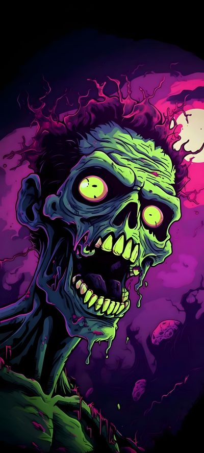 an image of a zombie with green eyes Zombie Halloween Colorful Zombie Illustration, Halloween Decoration Ideas, Halloween Zombie Art, black