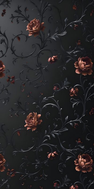 a black wall with red flowers on it Halloween Floral Custom Gothic Vintage, Gothic Fall, Gothic Flower, Gothic Flowers, Floral, black