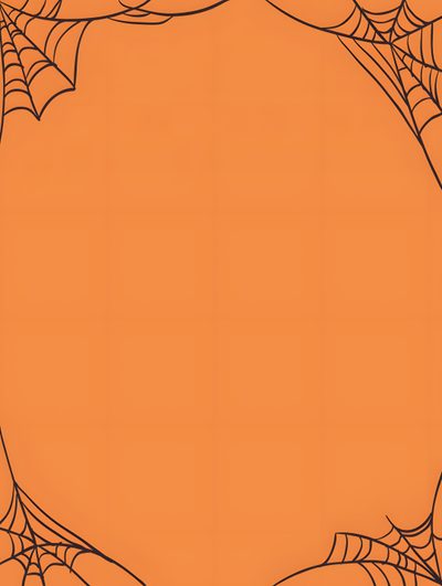 an orange halloween background with spider webs and pumpkins on the bottom right corner Halloween Orange Background Basic Halloween Background, Cute Halloween Flyer Background, Halloween Blank Template, coral