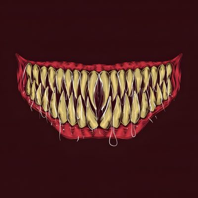 an image of a mouth with teeth and blood on the bottom part, in red and gold colors Halloween Teeth Scary Sharp Teeth Drawing, Teeth Design Drawing, Smile With Teeth Drawing, black
