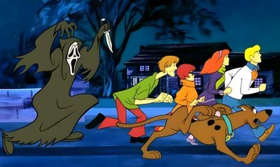 the scooby gang is running with their dog Scooby Doo Halloween Laptop Scooby Doo Halloween, Scooby Doo Pictures, Scooby Doo Mystery Inc, dark slate gray