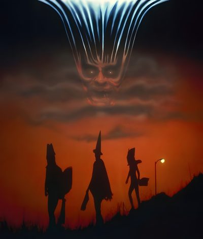 the wizard movie poster with three silhouettes in front of an orange sky and clouds Halloween 3 Season Of The Witch Witch, Magical Life, The Witch Movie, Wizards 1977, maroon