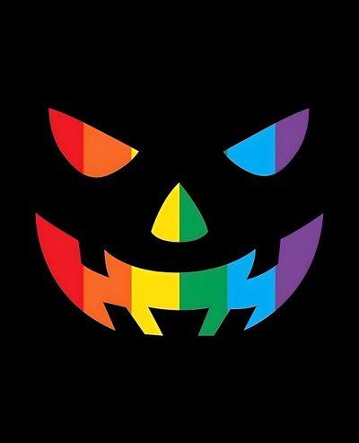 a black background with an image of a halloween pumpkin in the shape of a rainbow Gay Halloween Gay Halloween, Halloween Pride, Lgbtq Halloween, Pride Halloween, Halloween Pride Flag, black