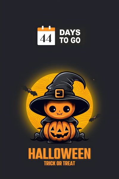 halloween logo design with a pumpkin in a witch's hat and the words 4 days to go Cute Halloween Iphone Count Down Halloween Party Countdown, 4 Days Till Halloween, 37 Days Until Halloween, dark slate gray