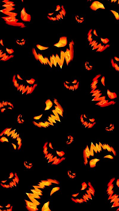 an image of halloween pumpkin faces on black background Halloween Orange And Black Halloween Cute, Spooky Halloween Pictures, Holiday, Halloween,
