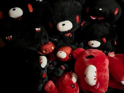 a group of stuffed animals sitting next to each other Gloomy Bear Halloween Gloomy Bear Emo, Gloomy Bear Vampire, Gloomy Bear Widget Long, black