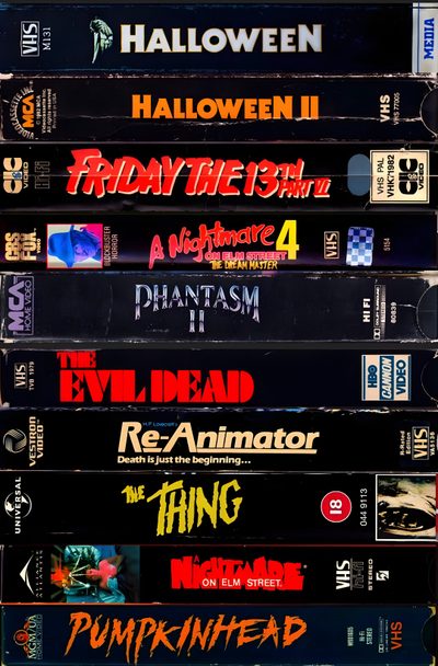 a stack of vhs movies sitting on top of each other Vhs Halloween Halloween Iphone Backgrounds, Evil Dead, Halloween Backgrounds, Horror Movie Icons, black