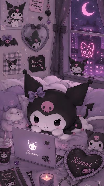 A dreamy pastel-goth Kuromi aesthetic featuring soft lavender night skies, glowing pink neon details, cozy plush vibes, and the cutest midnight study mood. Perfect for girls who love cute but a little mischievous energy 🖤✨ This wallpaper blends cozy bedroom vibes, bows, hearts, and soft city lights to create the ultimate kawaii night aesthetic.  #Kuromi #KuromiAesthetic #SanrioAesthetic #PastelGoth #KawaiiWallpaper #CuteWallpaper #PurpleAesthetic #AestheticRoom #CoquetteGoth #SoftGoth #PinkAndBlack #PinterestAesthetic #KawaiiDecor #GirlyWallpaper #AnimeAesthetic  #kuromi wallpaper #kuromi aesthetic Wallpaper Kuromi 4k, Aesthetic Kuromi Wallpaper Ipad, Cute Kuromi Images, Kuromi Backround, Pink Wallpaper Kuromi, Kuromi Ipad, Wallpaper Kawaii Pastel, Cute Purple Pfp Aesthetic, Pp Kuromi Halloween Kuromi Kuromi 4k, Aesthetic Kuromi Ipad, Cute Kuromi Images, Kuromi Backround, Pink Kuromi, dim gray