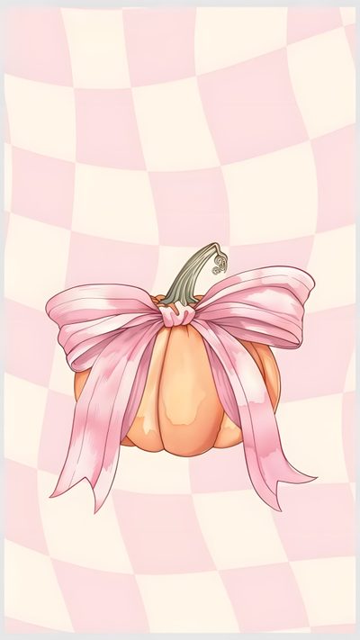 a pink pumpkin with a bow on it's head Pink Pumpkin Halloween Cute Fall Illustration, Fall-themed Party Inspiration, Halloween Decoration Ideas, misty rose