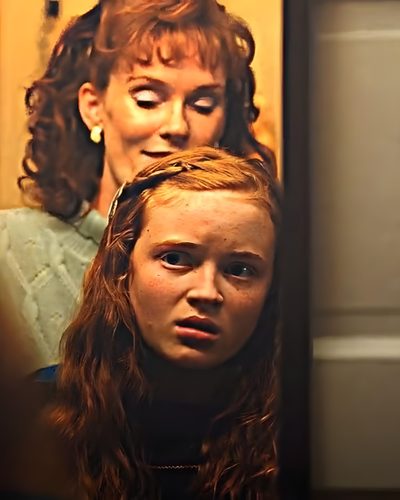 two women standing in front of a mirror Max And Tommy Halloween Billy And Max Fanart, Billy X Max Fanart, Max Mayfield And Billy, dark olive green