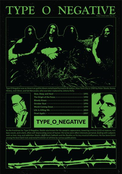 the poster for type o negative is shown in black and green, with an image of people Type O Negative And Pantera On Halloween Type O Negative, Vintage Metal Band Posters, Type O Negative Concert Posters, black