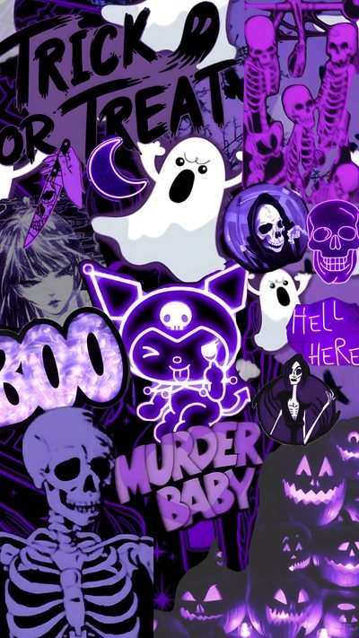 a bunch of halloween stickers that are purple and black Purple Edgy Aesthetic Halloween Iphone Purple Dark, Purple Halloween, Purple Scream, dark slate blue