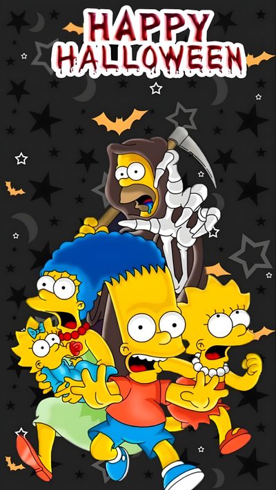 the simpsons family is celebrating halloween Bart Simpson Halloween Funny Halloween Card Inspiration, Halloween Cartoon Characters, Halloween Party Decoration Ideas, black