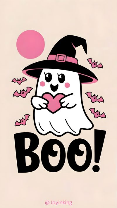 a cartoon ghost with a heart in its hands and the word boo on it's chest Cute Halloween Heart Sweet And Spooky, Spooky But Cute, Spooky Love, Valentines Ghost, antique white