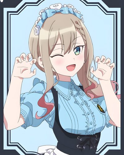 an anime character with long blonde hair and blue eyes, wearing a black dress and holding her hands up in front of her face Suzu Halloween Anime Images, Bad Girl, Cute Outfits, Memes, gainsboro