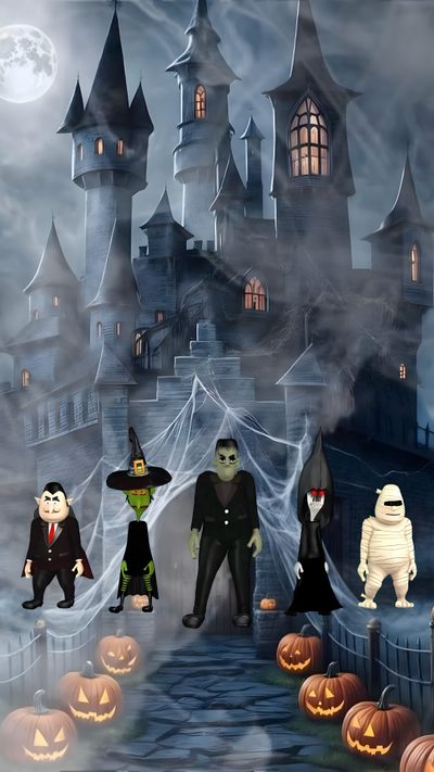 an animated halloween scene with pumpkins and ghost Halloween Funny Gif Halloween, Halloween Live Photo, Moving Halloween, Halloween Live, dim gray