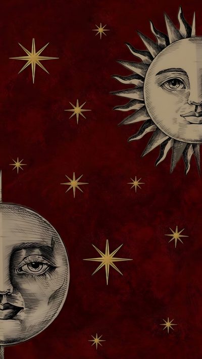 the sun and moon are depicted in this drawing Burgundy Halloween Crimson Red, Bordo Iphone, Dark Cherry Red Aesthetic, Background Wine Red, black