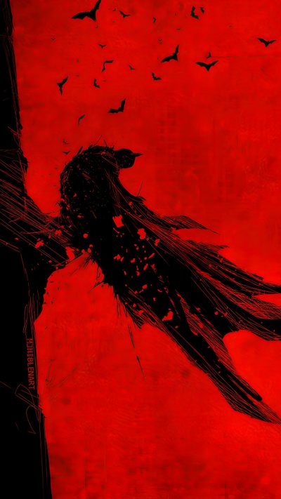 a black bird sitting on top of a red wall Batman Halloween Iphone Dc Comics, Images Batman, Batman Comic, Image Spiderman, Batman Poster, firebrick