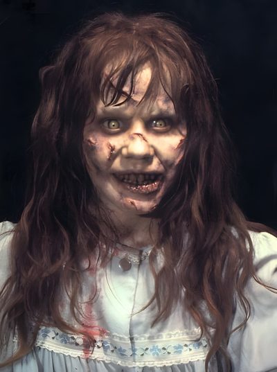 a creepy looking woman with long hair and makeup Exorcist Halloween Love Film, Linda Blair, Scary Faces, Horror Characters, Favorite Movies, dark slate gray