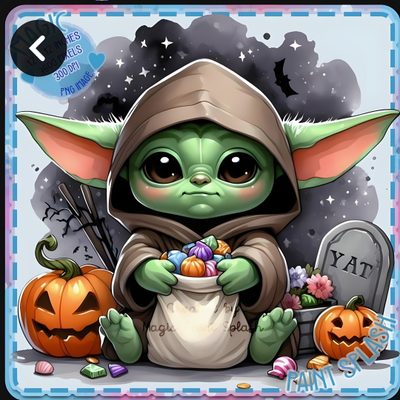 the baby yoda is holding a pumpkin Baby Yoda Halloween Cute Halloween Animals Art, Witch And Frog Halloween Images, Baby Yoda Clipart, gray