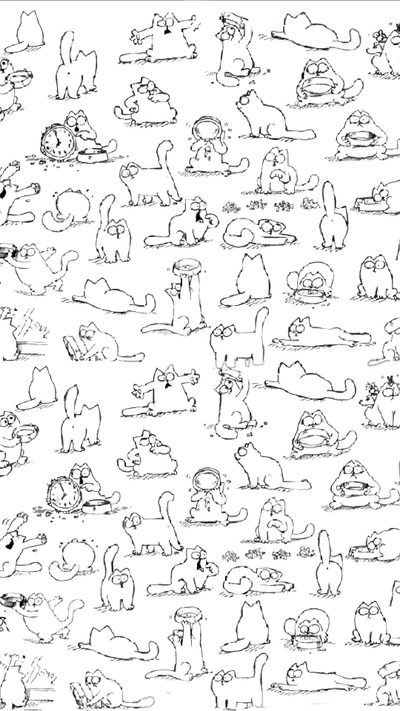 an image of cats and dogs in black ink on white paper, with the words'cat Simons Cat Halloween Hd Simon's Cat, Simon's Cat Drawing Easy, How To Draw Simon's Cat, white
