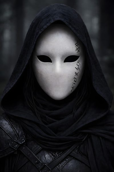 a person wearing a mask with the words written on it in front of their face Halloween Mask Full Face Mask Design Concept, Full Mask, Full Face Mask Ideas, Masks That Cover Eyes, black