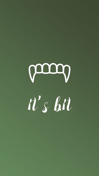 the words it's bit written in white on a green background with an image of teeth Basic Witch Halloween Sarah Sanderson Iphone, Sassy Halloween, Green Halloween, Spooky Smile,