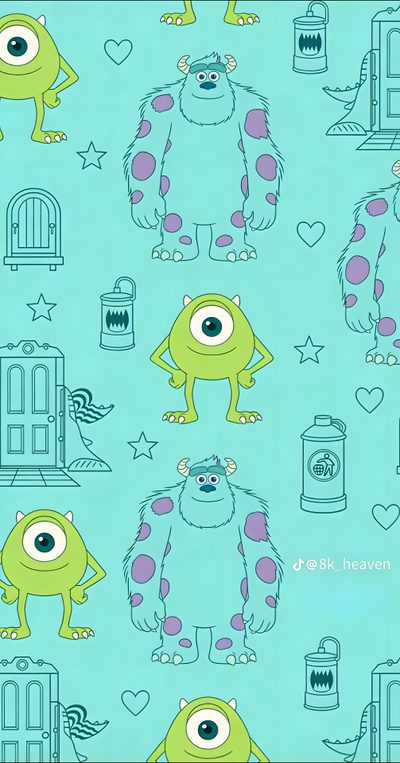 an image of monsters on a blue background Monsters Inc Halloween Monster Inc Bebe, Monsters Inc Aesthetic, Monsters University, Monster Inc, aquamarine