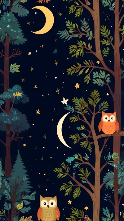 an image of owls in the woods at night Halloween Owl Forest Background Owl Art, Owl Illustration Nature Background, Owl Iphone, black